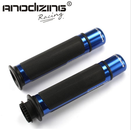 Motorcycle Handle bar CNC Grips w Bar Ends Blue